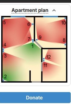 Plan mieszkania z numerami kamer w Voyeur House TV